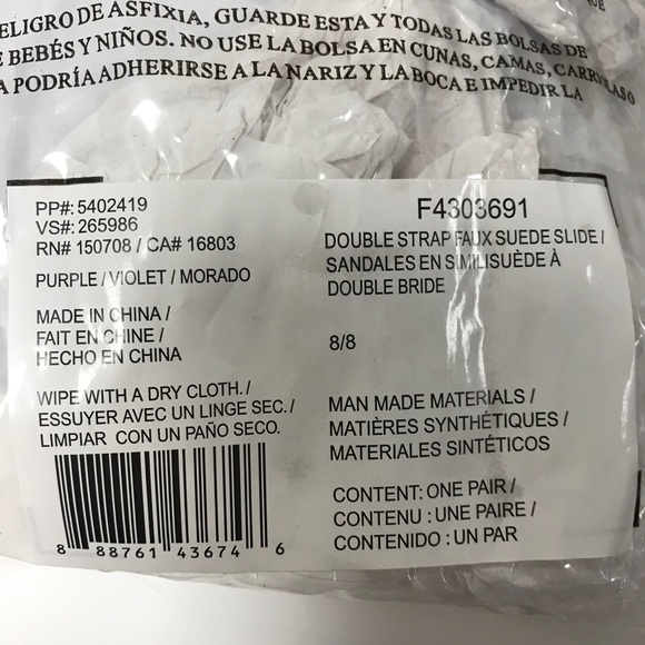 NWT Avon Double Strap Faux Suede Slide Sandal Sz 8 - Picture 6 of 6